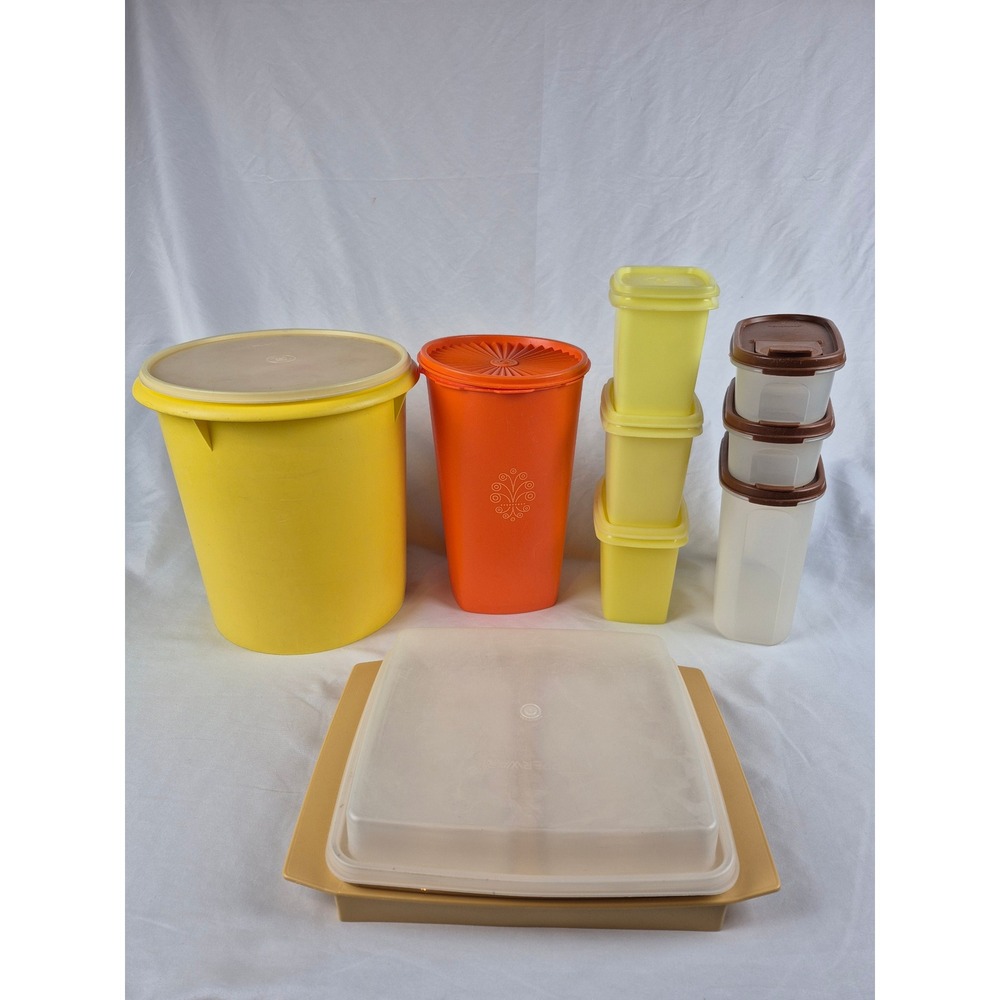 Tupperware Vintage Kitchen Storage Lot Modular Mates‎ Canisters Deviled Egg 9 Pc